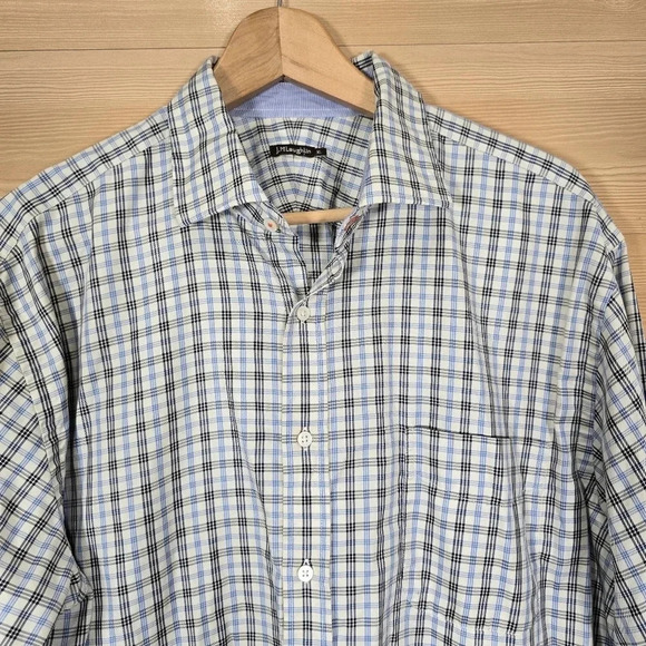 J.McLaughlin Men's‎ XL Long Sleeve Button Up Shirt Checkered Plaid 100% Cotton - Picture 2 of 9
